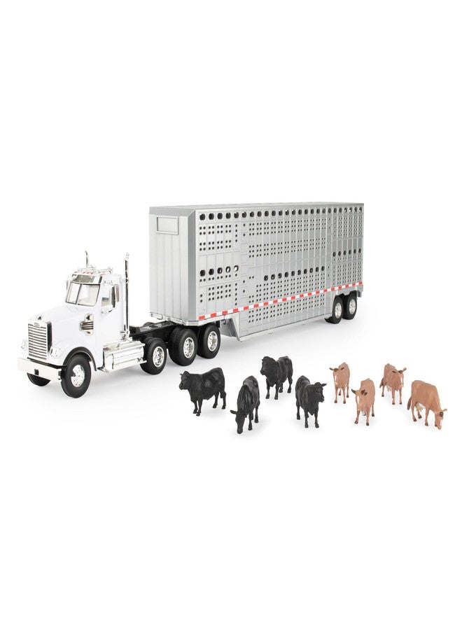 إرتل شاحنة نقل الماشية ERTL 1/32 Freightliner 122SD شبه المقطورة مع مقطورة نقل الماشية والماشية 47362 - Image 1